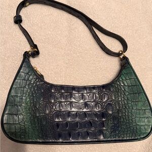 Brahmin Green and Blue Croc-Embossed Mini Bag